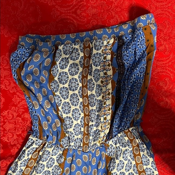 MSK Multicolor Strapless Jumpsuit Women Size L Rayon Patterned Summer Romper - Picture 4 of 8